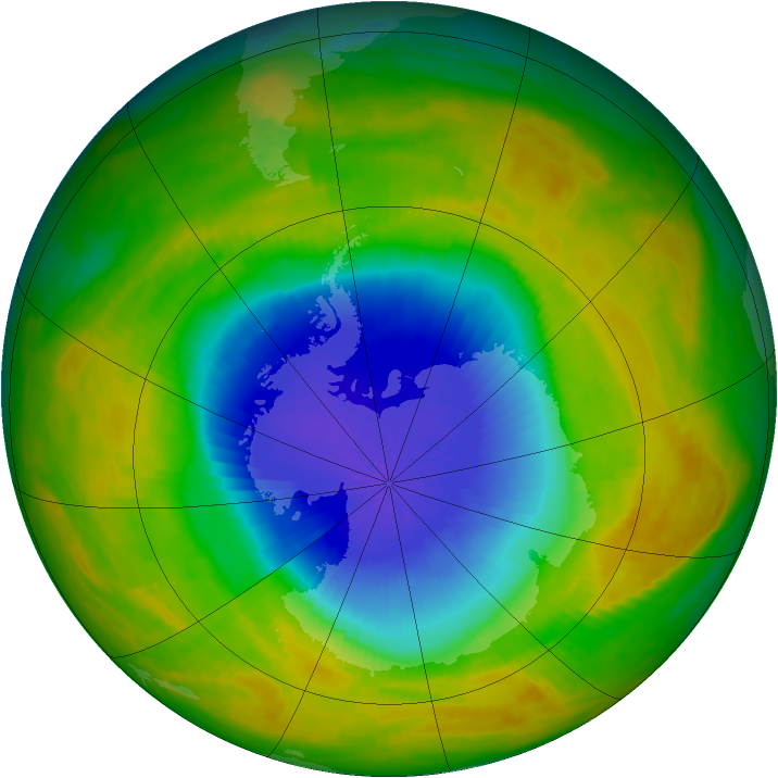 Antarctic ozone map for 20 October 2002